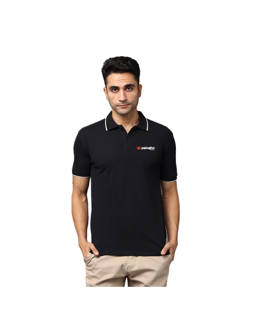 Greys & Blues Pima Polo T-Shirt - Black With White Tipping